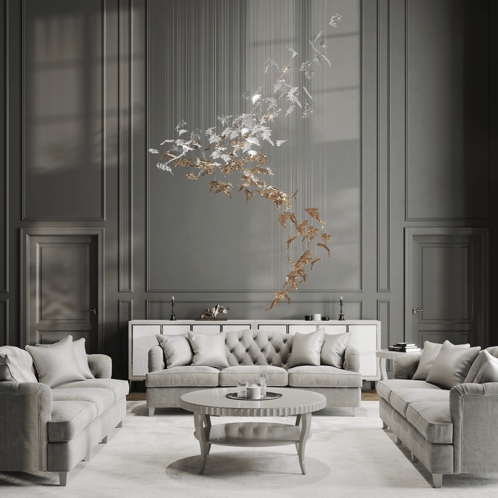 flying-leaves-chandelier-anzaz-Amber & Clear（No Ceiling Plate）-2