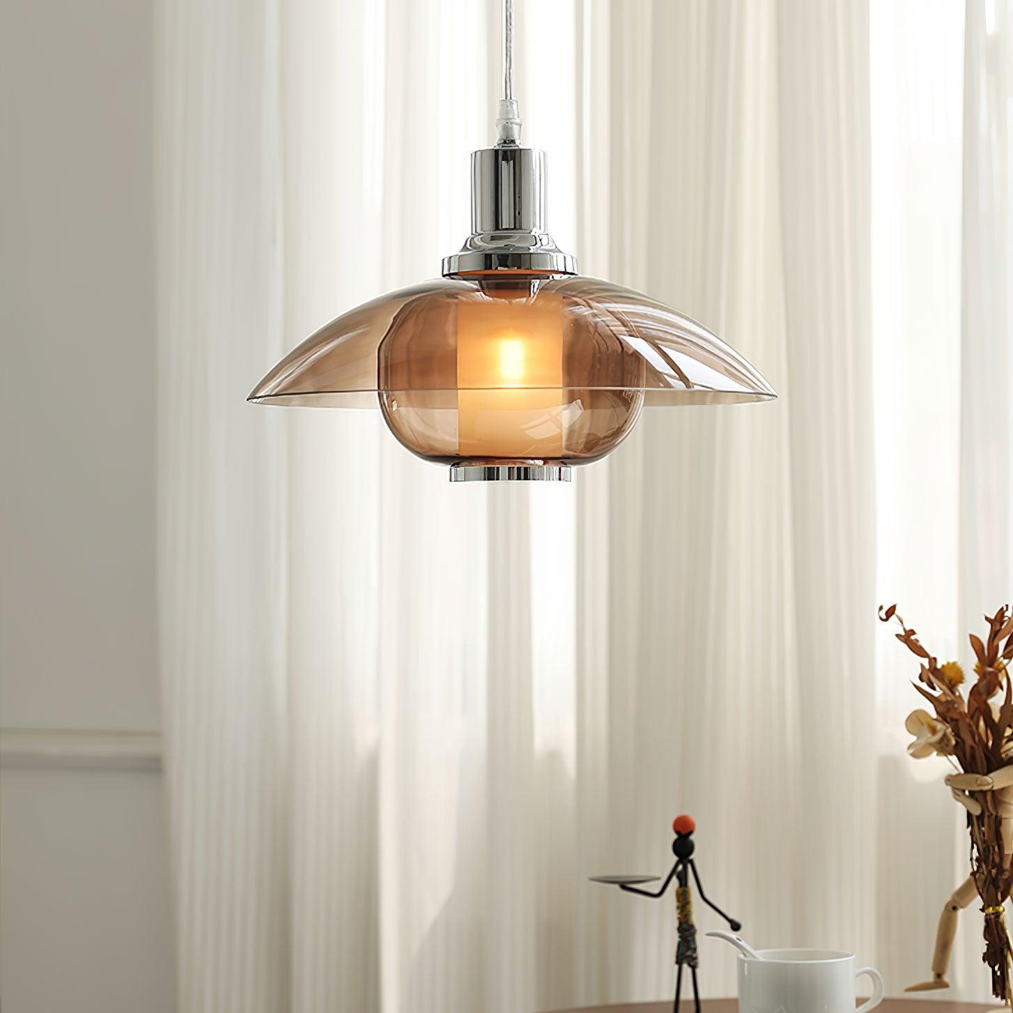flying-saucer-chrome-pendant-light-anzaz-Chrome & Amber-2