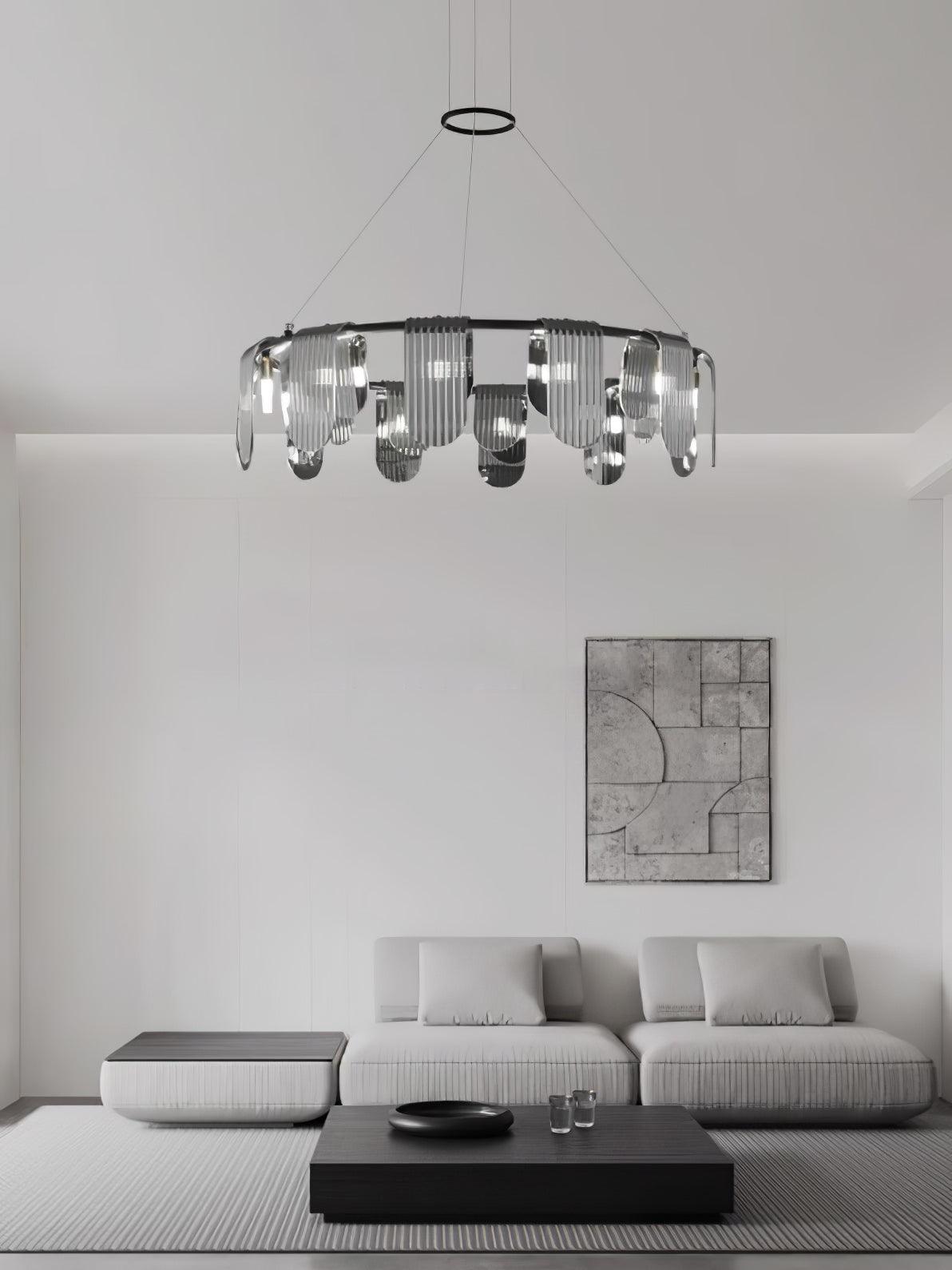 folioles-brass-chandelier-anzaz-Black & Smoke gray-7