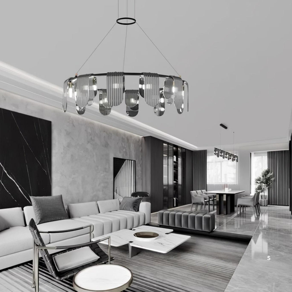 folioles-brass-chandelier-anzaz-Brass & Smoke gray-2