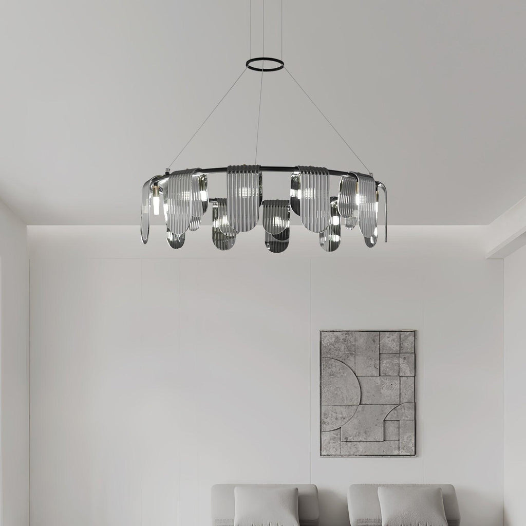 folioles-brass-chandelier-anzaz-Black & Smoke gray-3