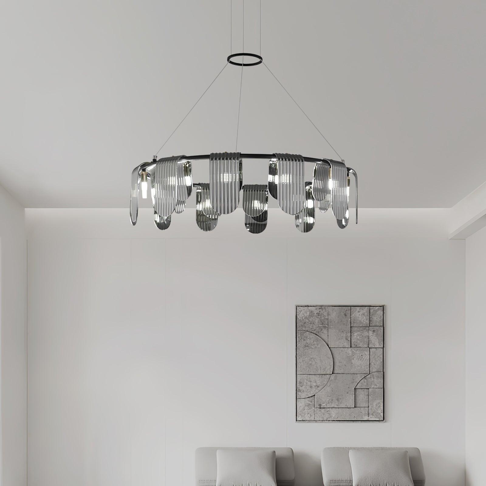 folioles-brass-chandelier-anzaz-Black & Smoke gray-3