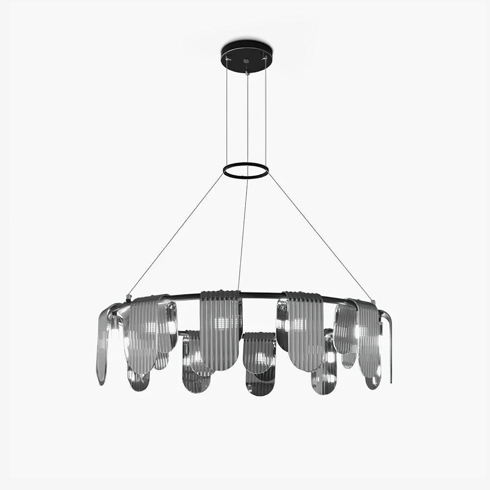 folioles-brass-chandelier-anzaz-Black & Smoke gray-1