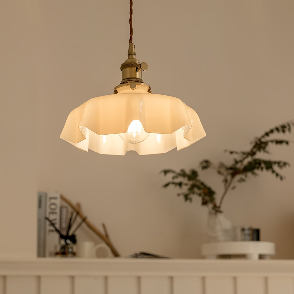 french-flower-pendant-light-anzaz-Brass ＆ Beige-2