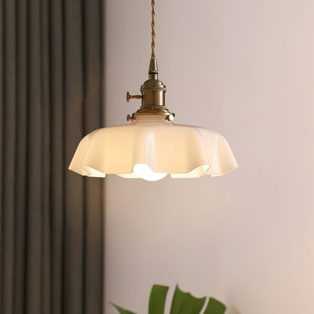 french-flower-pendant-swag-light-anzaz-Brass ＆ White-2