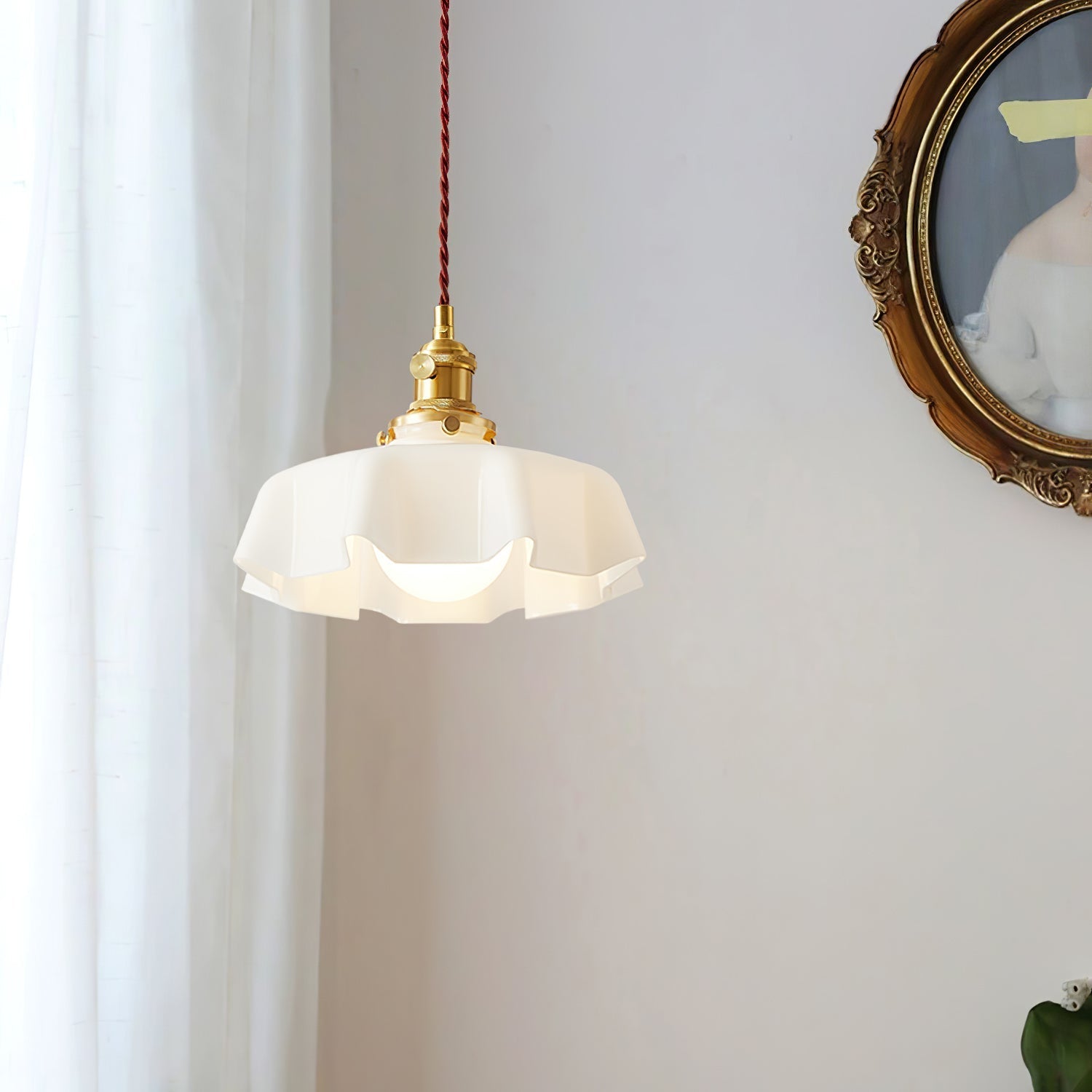 french-flower-pendant-swag-light-anzaz-Brass ＆ Beige-8