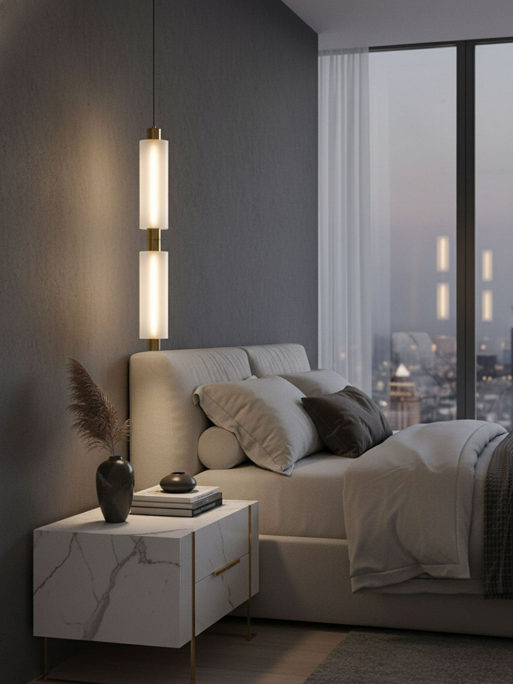 trillium-pendant-light-anzaz-Black & Frosted white-5