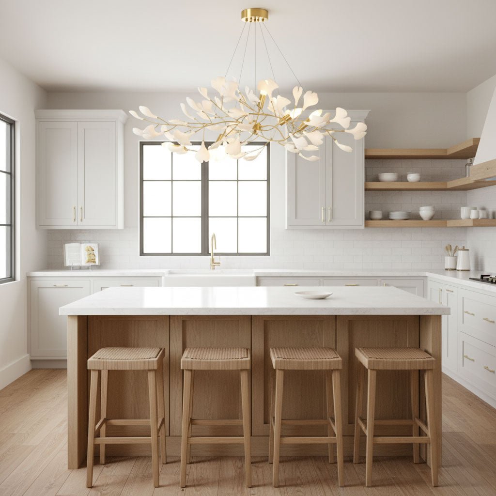 gingko-chandelier-i-anzaz-White Lampbody + White Leaves-6