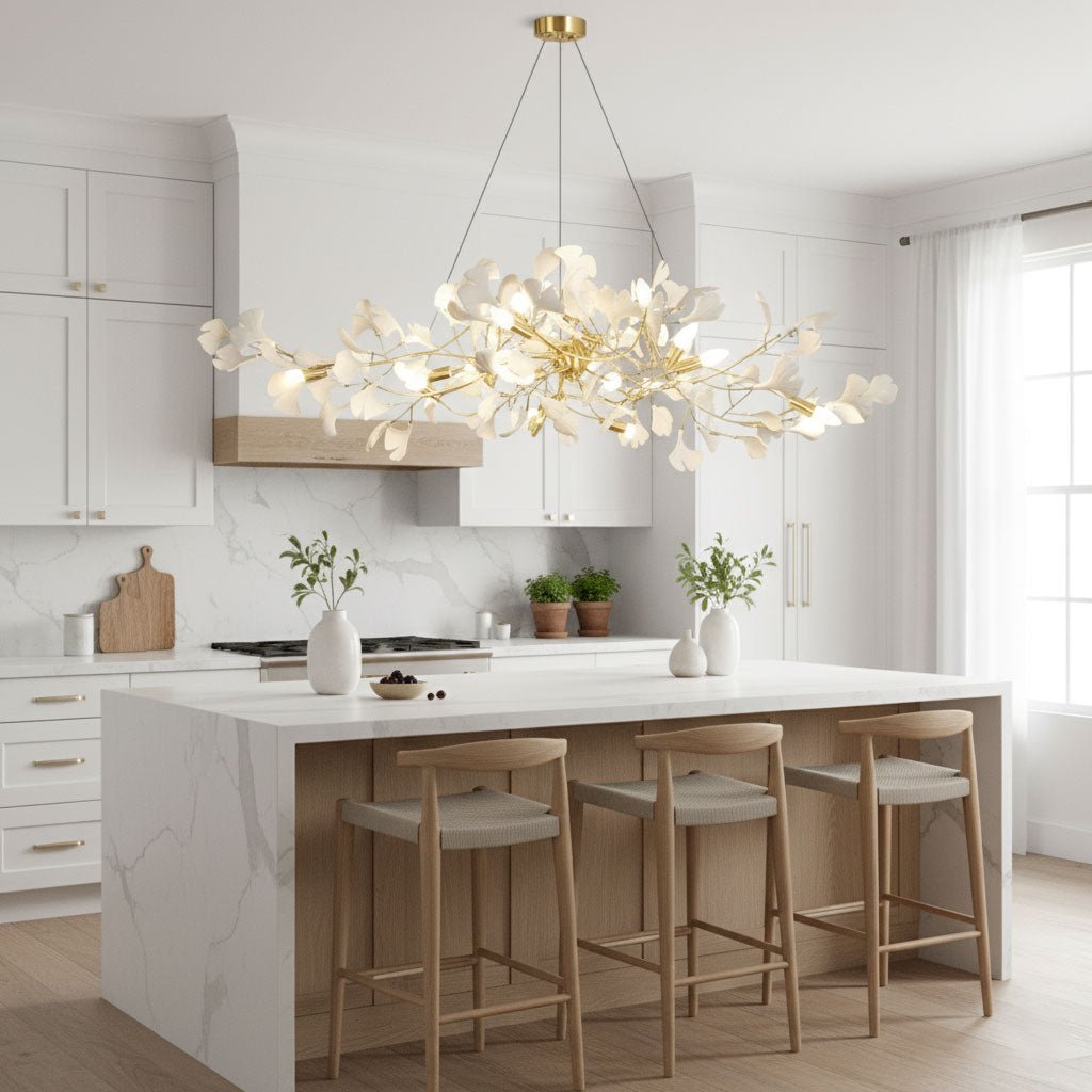 gingko-chandelier-i-anzaz-White Lampbody + White Leaves-9