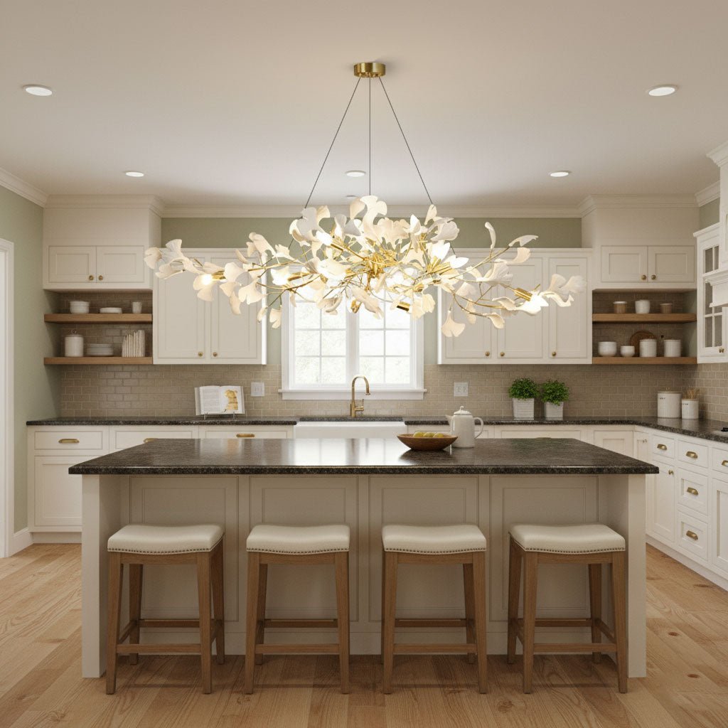 gingko-chandelier-i-anzaz-White Lampbody + White Leaves-3