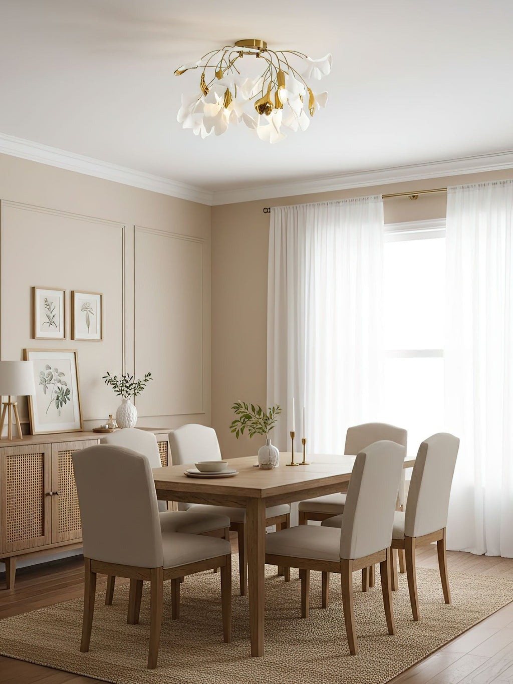 gingko-ceiling-lamp-anzaz-Gold lampbody & White & Gold Leaves-7