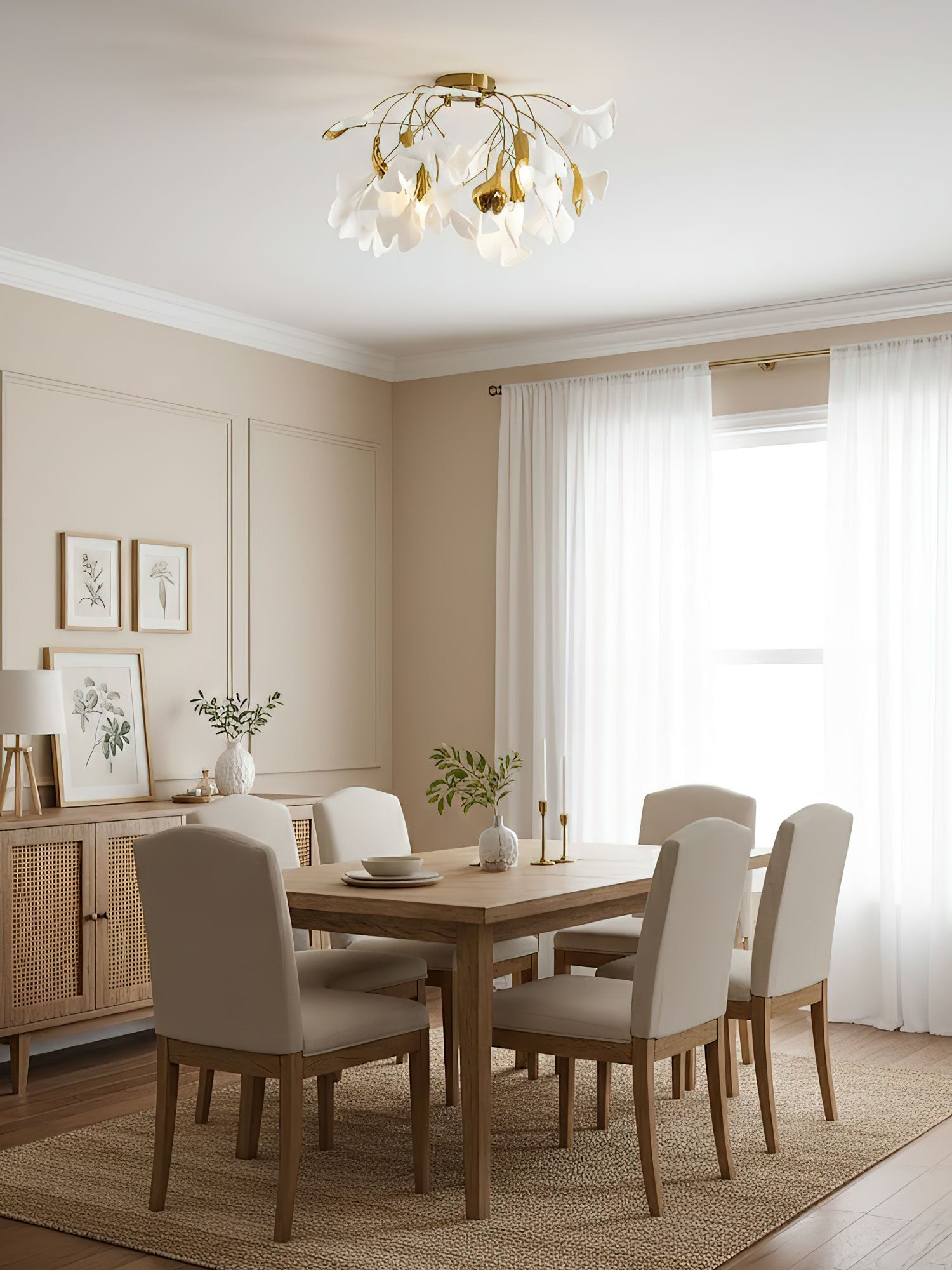 gingko-ceiling-lamp-anzaz-Gold lampbody & White & Gold Leaves-7