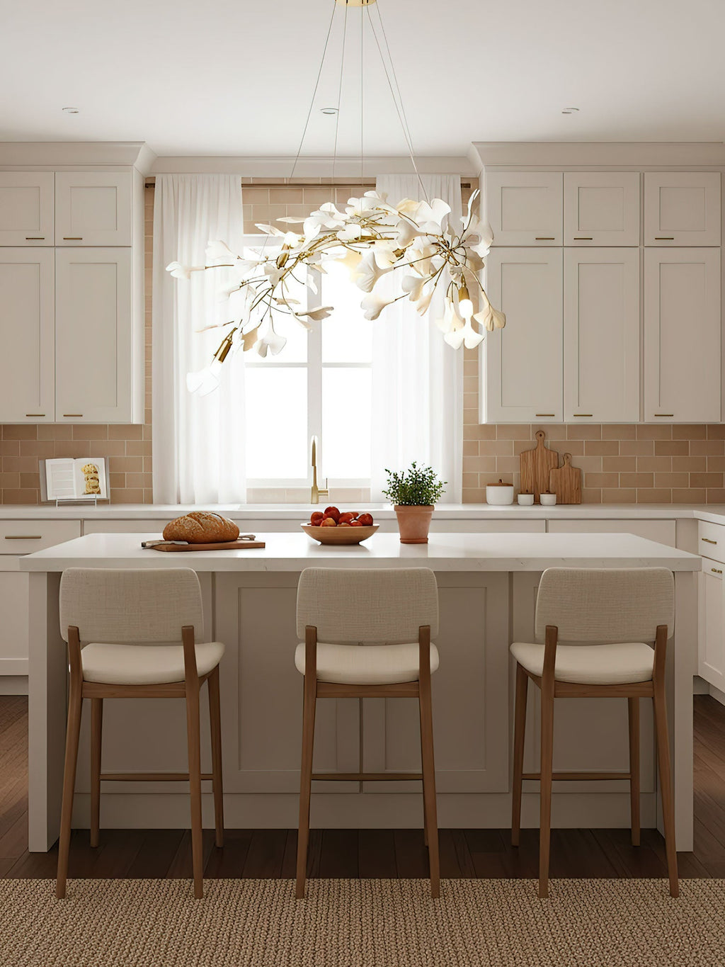 gingko-chandelier-a-anzaz-White Lampbody + White Leaves-3