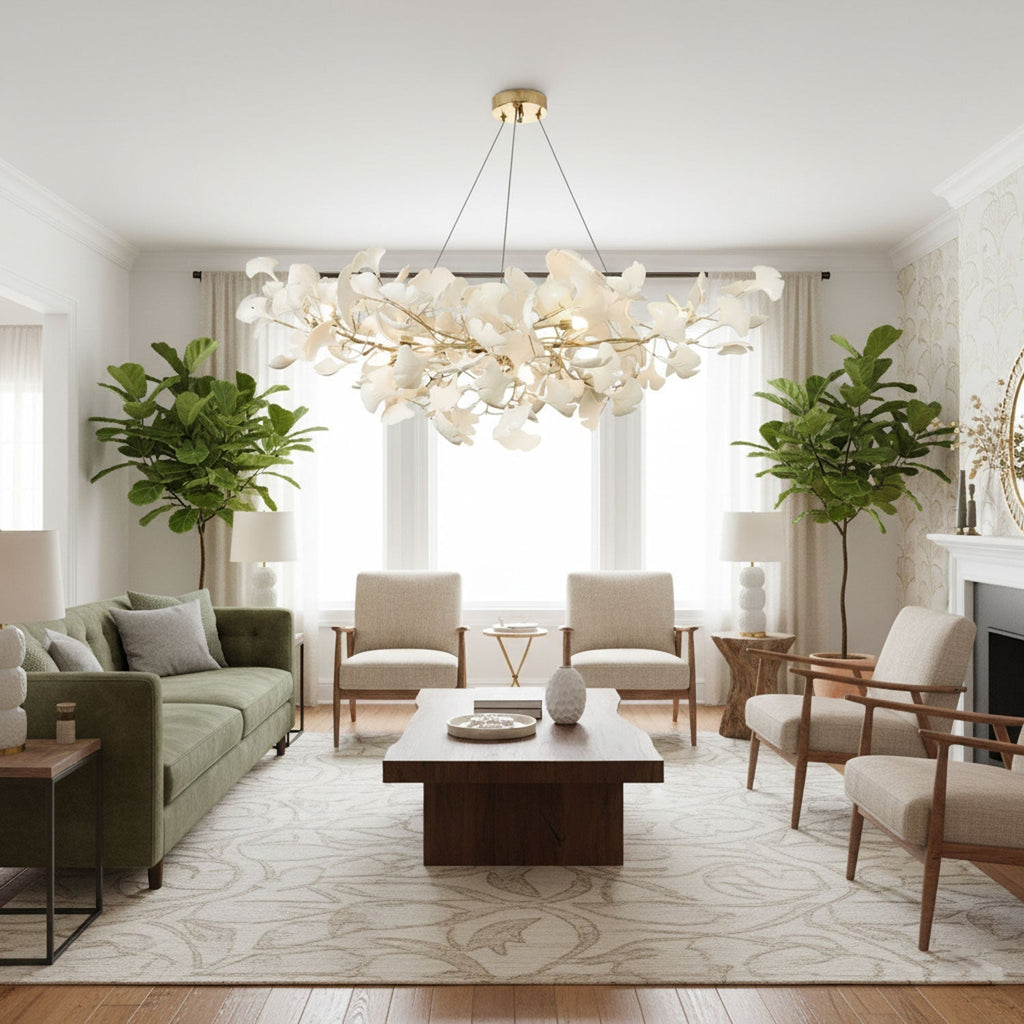 gingko-chandeliers-b-anzaz-Gold Lampbody + White Leaves-9