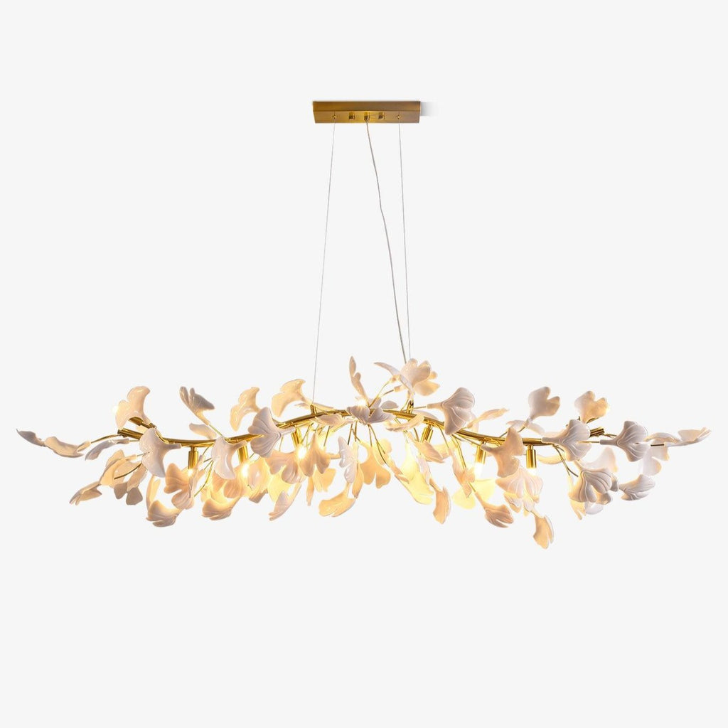 gingko-chandelier-d-anzaz-Golden Lamp Body + White Leaf & Gold Leaf-1