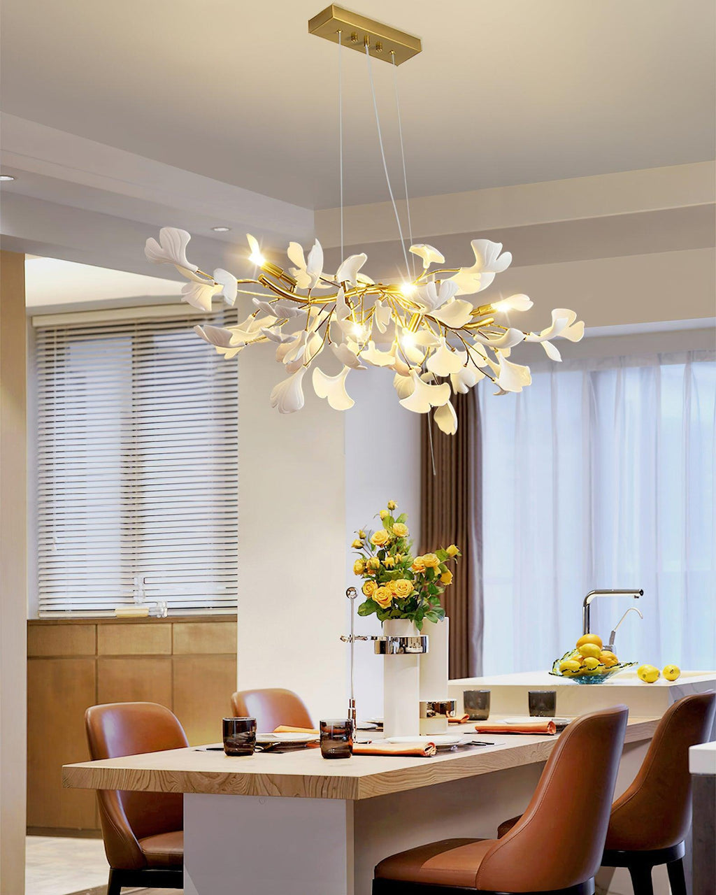 gingko-chandelier-d-anzaz-White Lamp Body + White Leaf-3