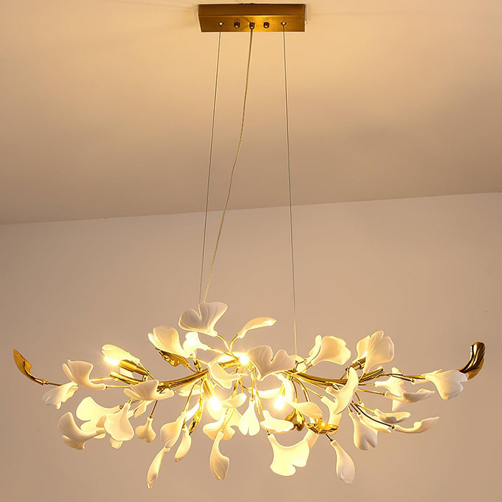 gingko-chandelier-d-anzaz-Golden Lamp Body + White Leaf & Gold Leaf-10
