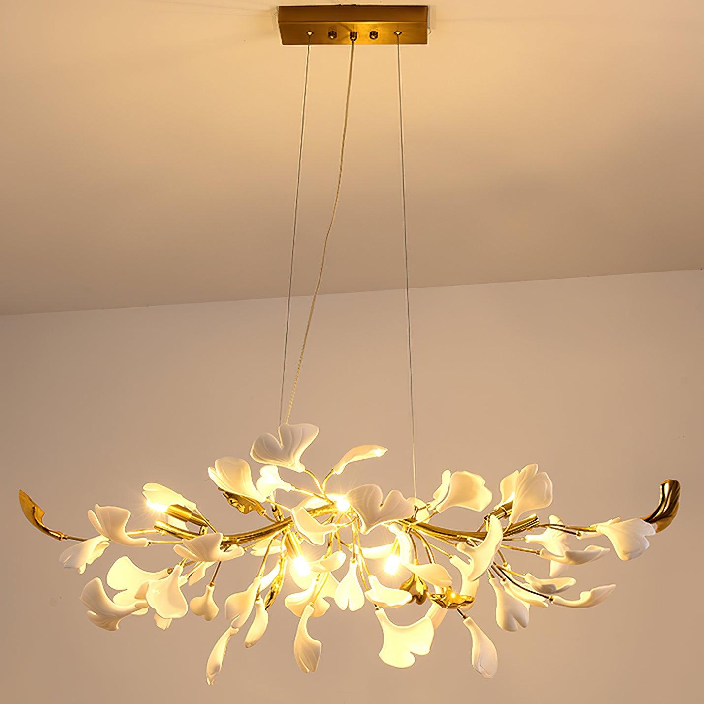 gingko-chandelier-d-anzaz-Golden Lamp Body + White Leaf & Gold Leaf-10