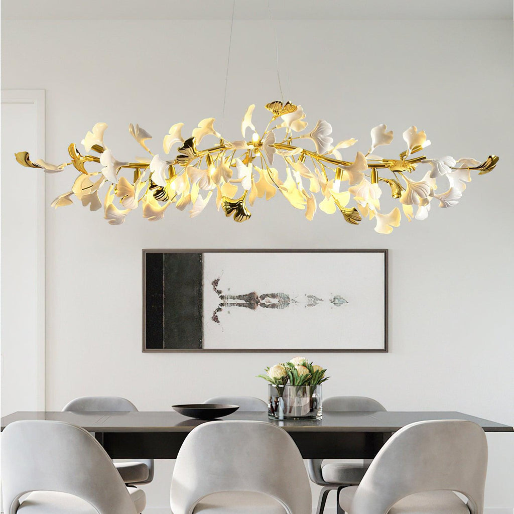 gingko-chandelier-d-anzaz-Nickel Lamp Body + White & Sliver Leaf-5