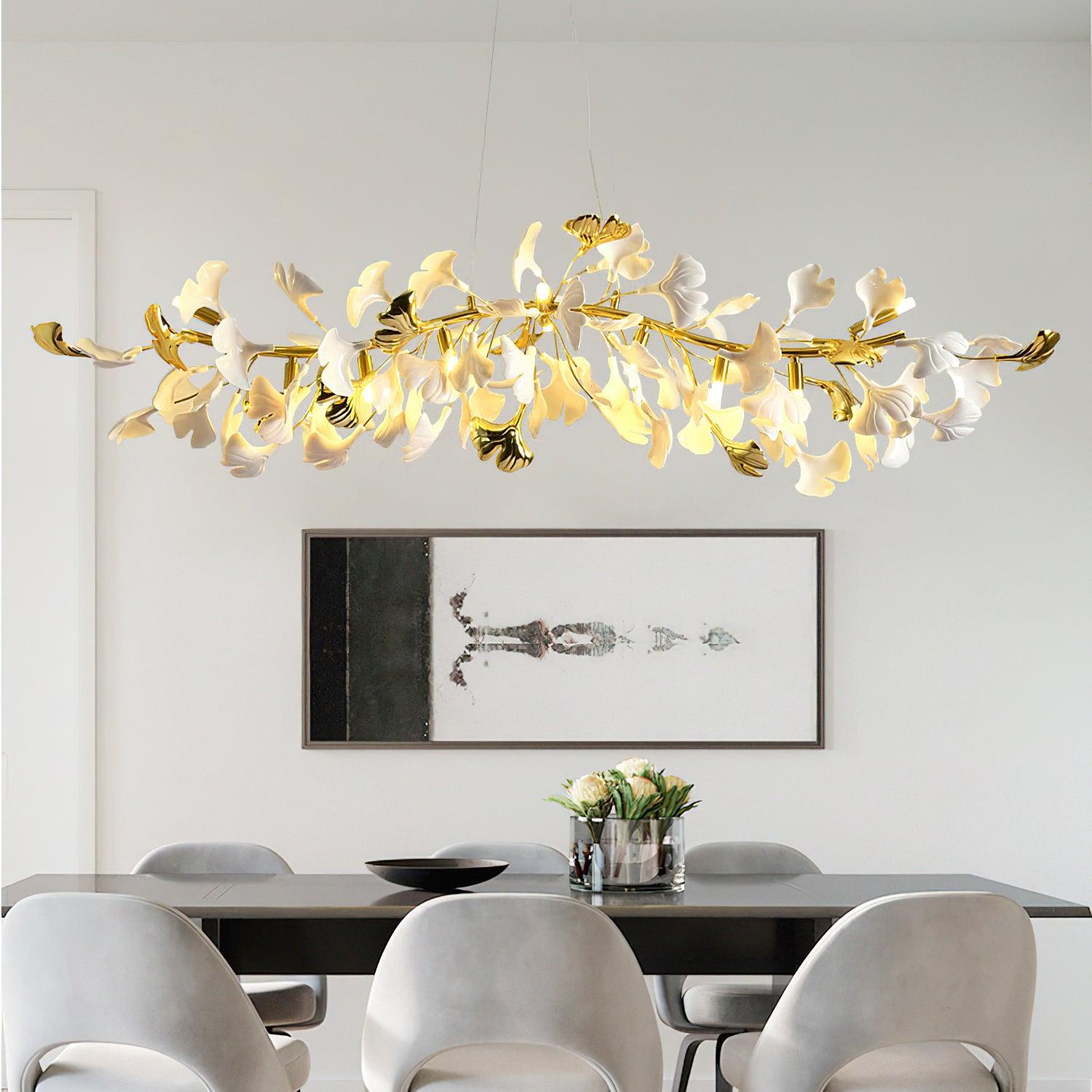 gingko-chandelier-d-anzaz-Nickel Lamp Body + White & Sliver Leaf-5