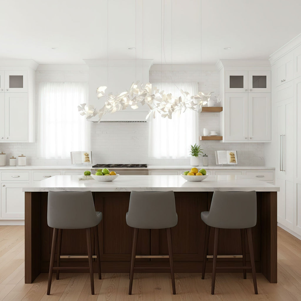 gingko-chandelier-e-anzaz-Golden Lamp Body + White Leaf-7