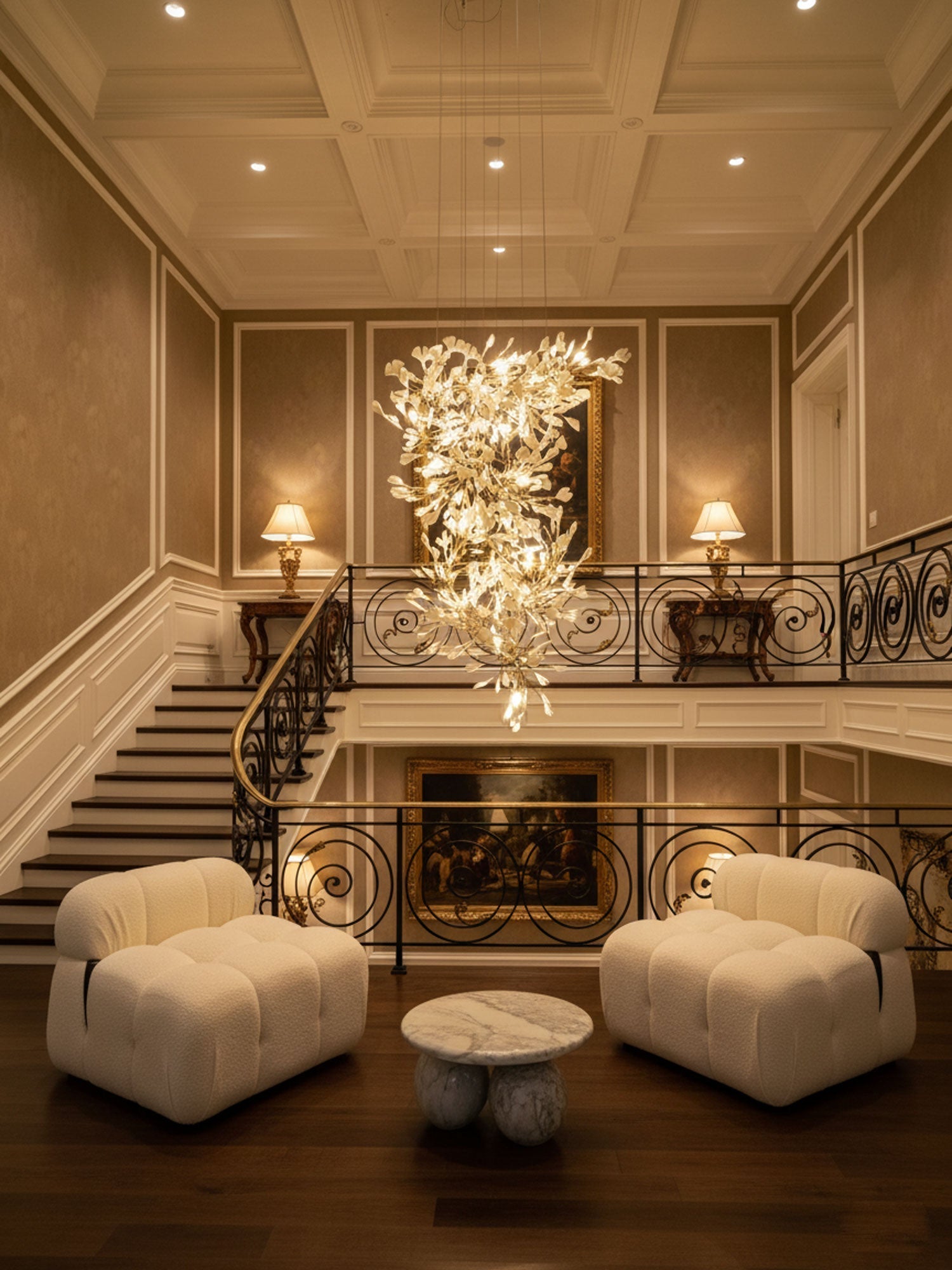 gingko-chandelier-f-anzaz-White Lampbody + White Leaves-9