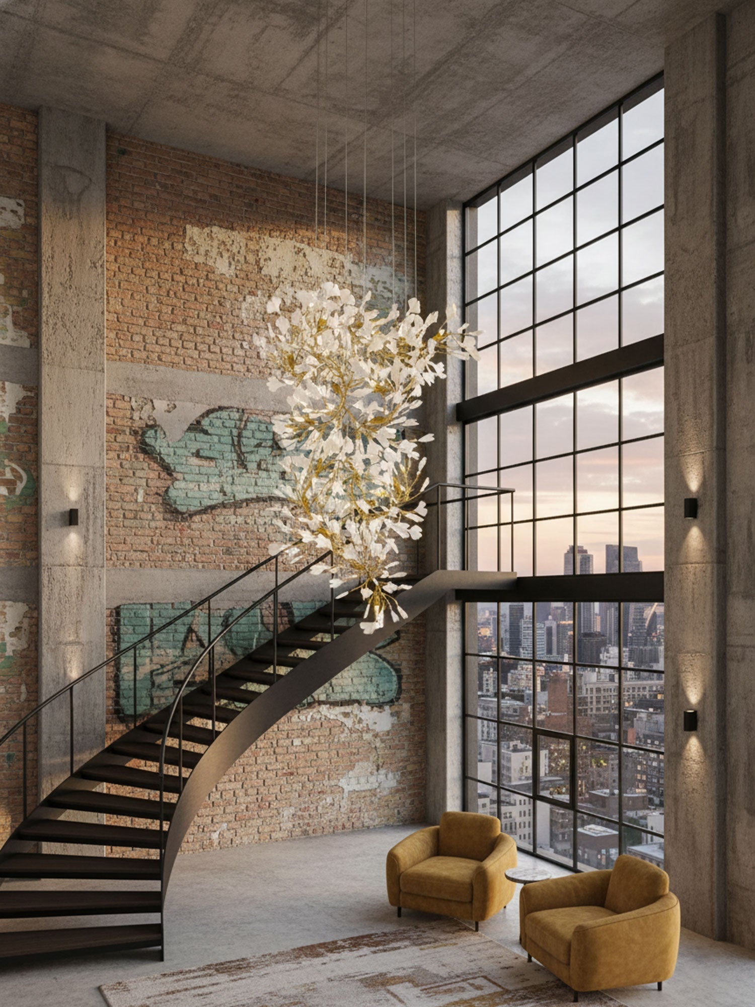 gingko-chandelier-f-anzaz-White Lampbody + White Leaves-3