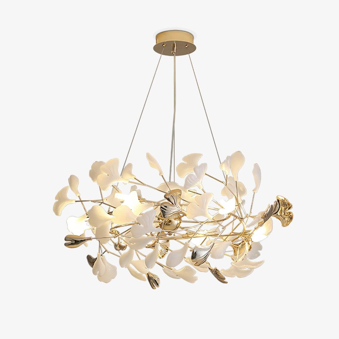 gingko-chandelier-h-anzaz-Gold & White-1