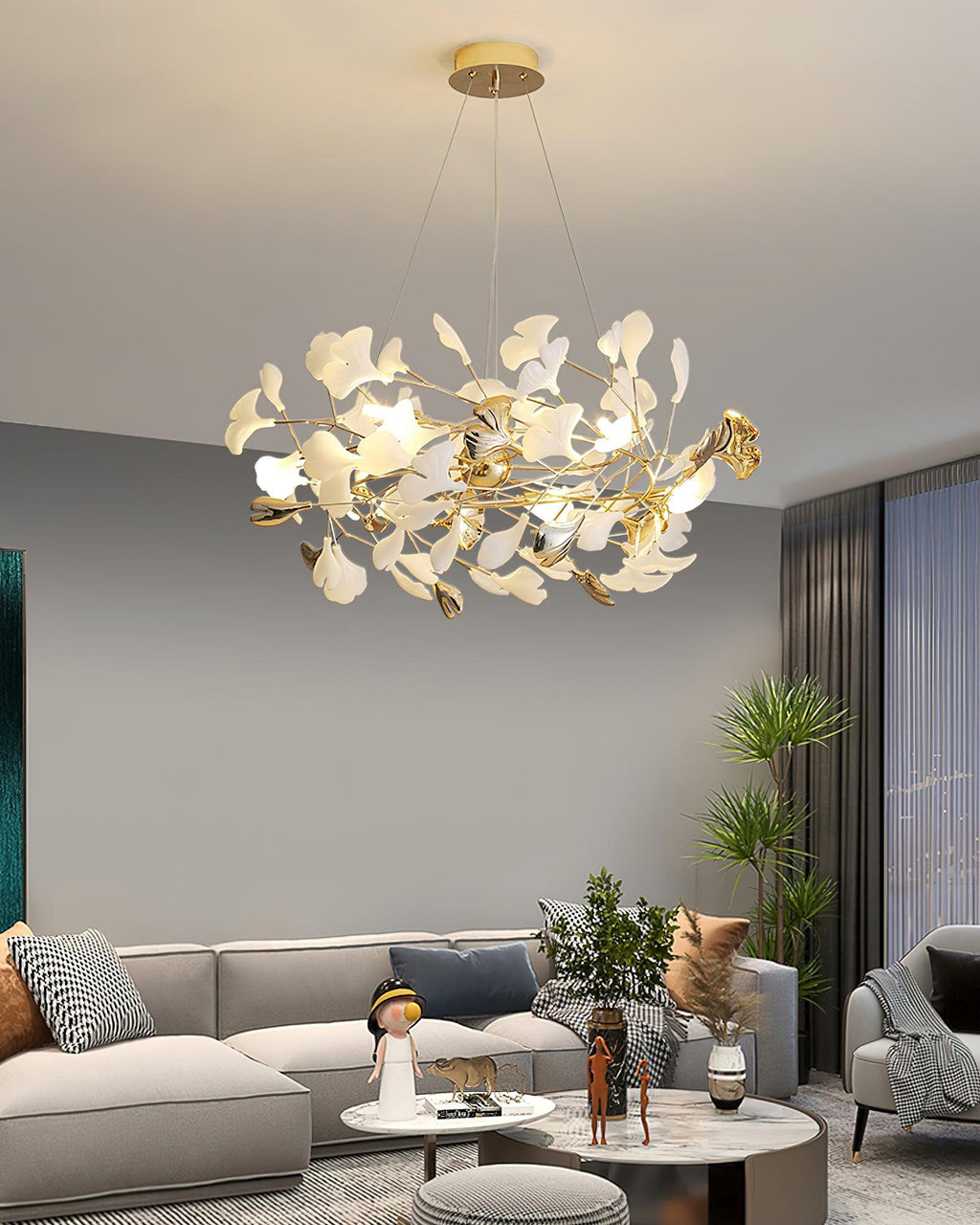 gingko-chandelier-h-anzaz-Gold & White-6