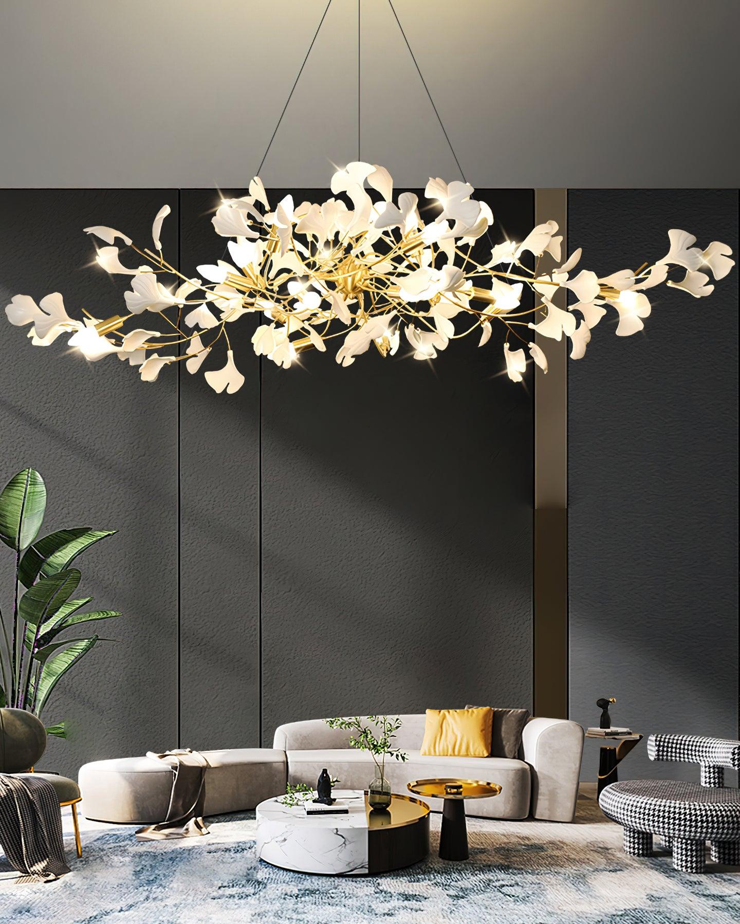 gingko-chandelier-i-anzaz-Nickel Lampbody + White Leaves-14