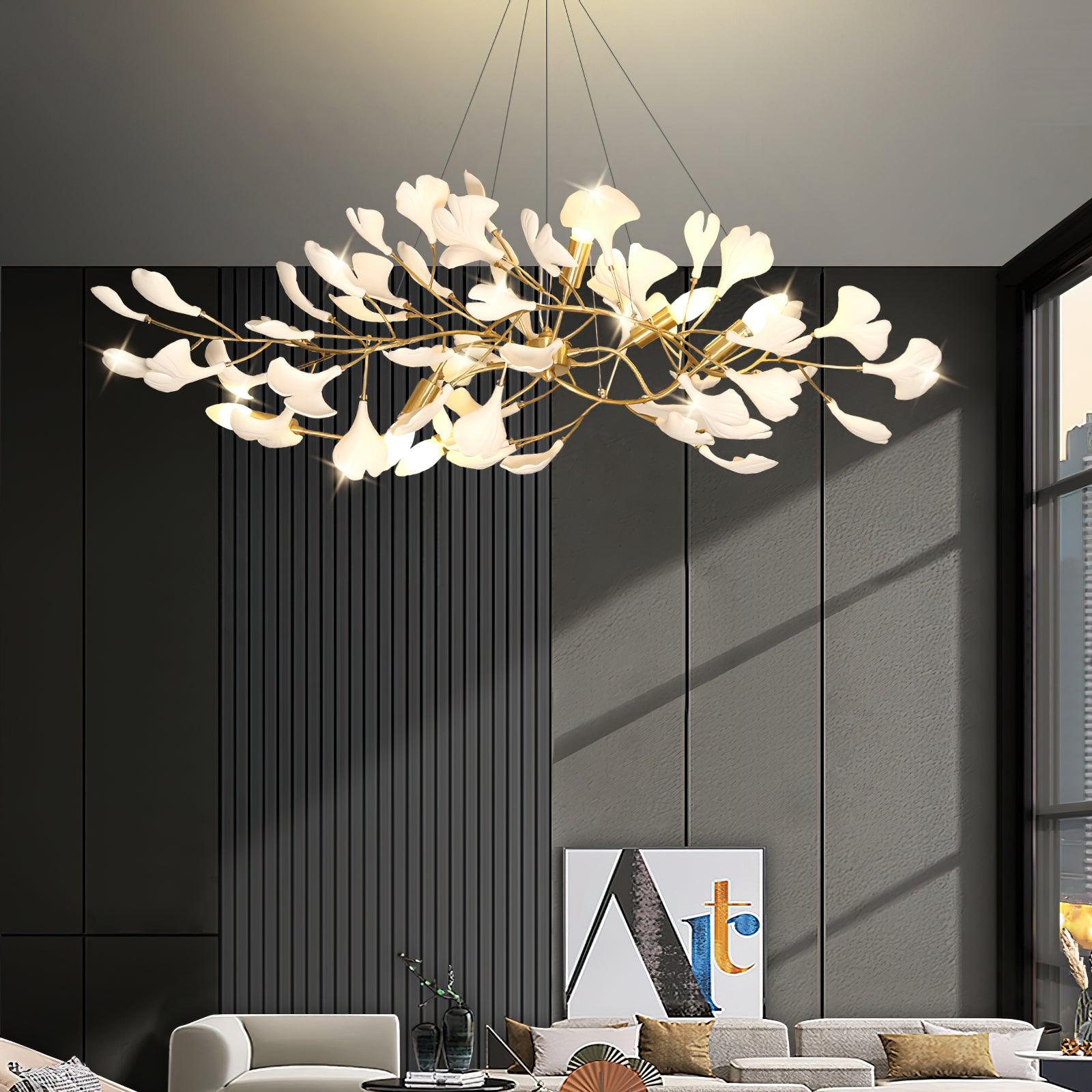 gingko-chandelier-i-anzaz-White Lampbody + White Leaves-12