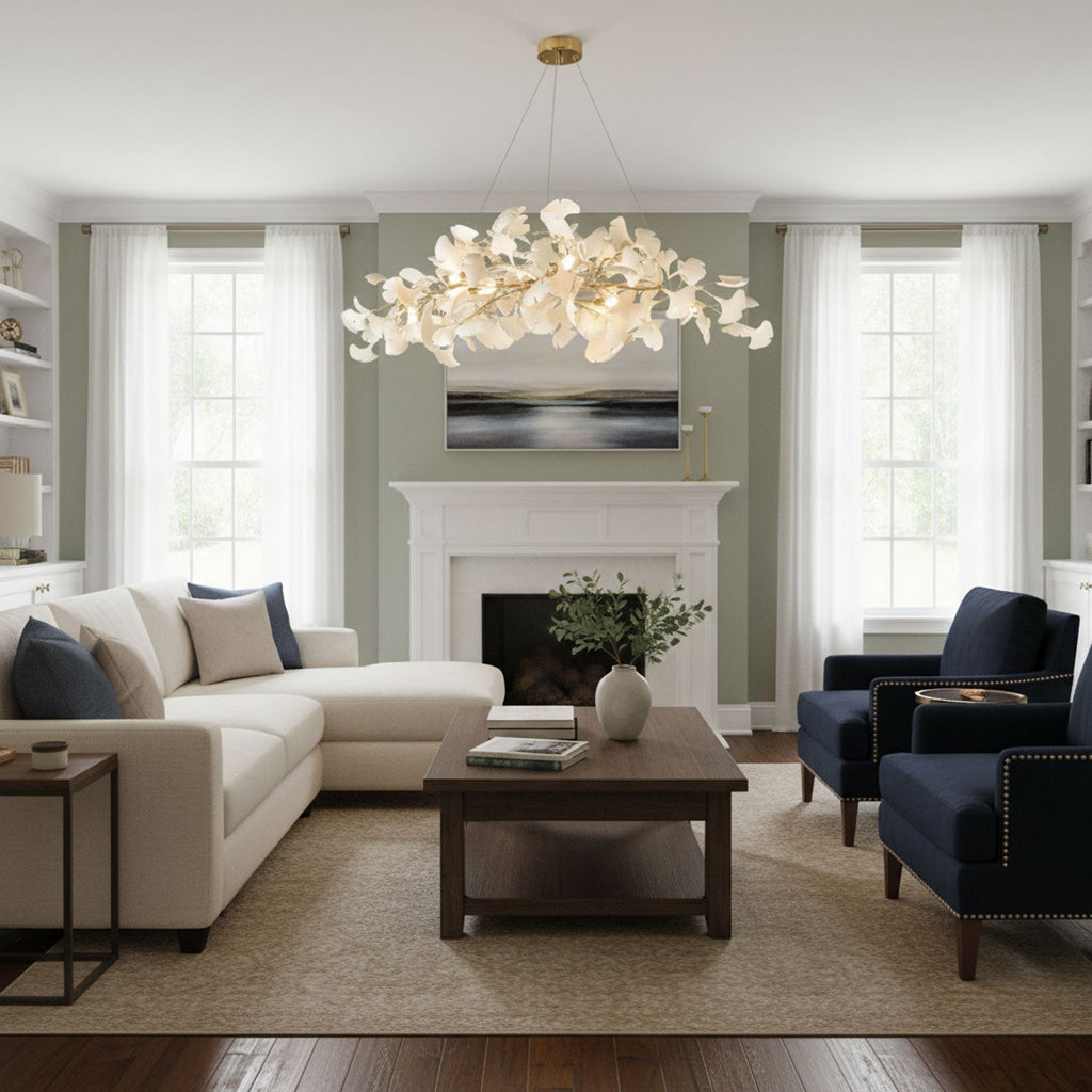 gingko-chandelier-n-anzaz-White Lampbody + White Leaves-6