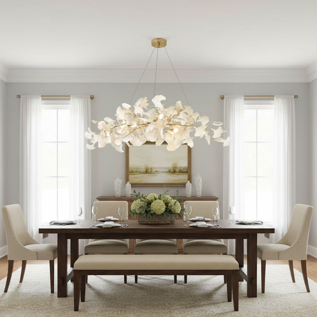 gingko-chandelier-n-anzaz-Gold Lampbody + White Leaves-7