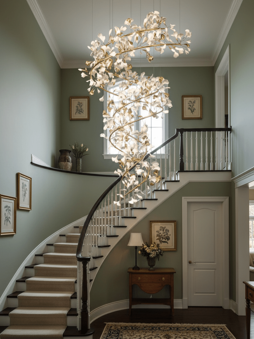 gingko-chandelier-q-anzaz-White Lampbody + White Leaves-3