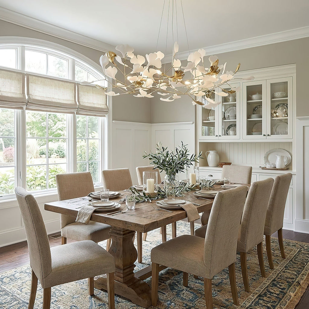 gingko-chandelier-r-anzaz-Nickel Lampbody & White & Sliver Leaves-2