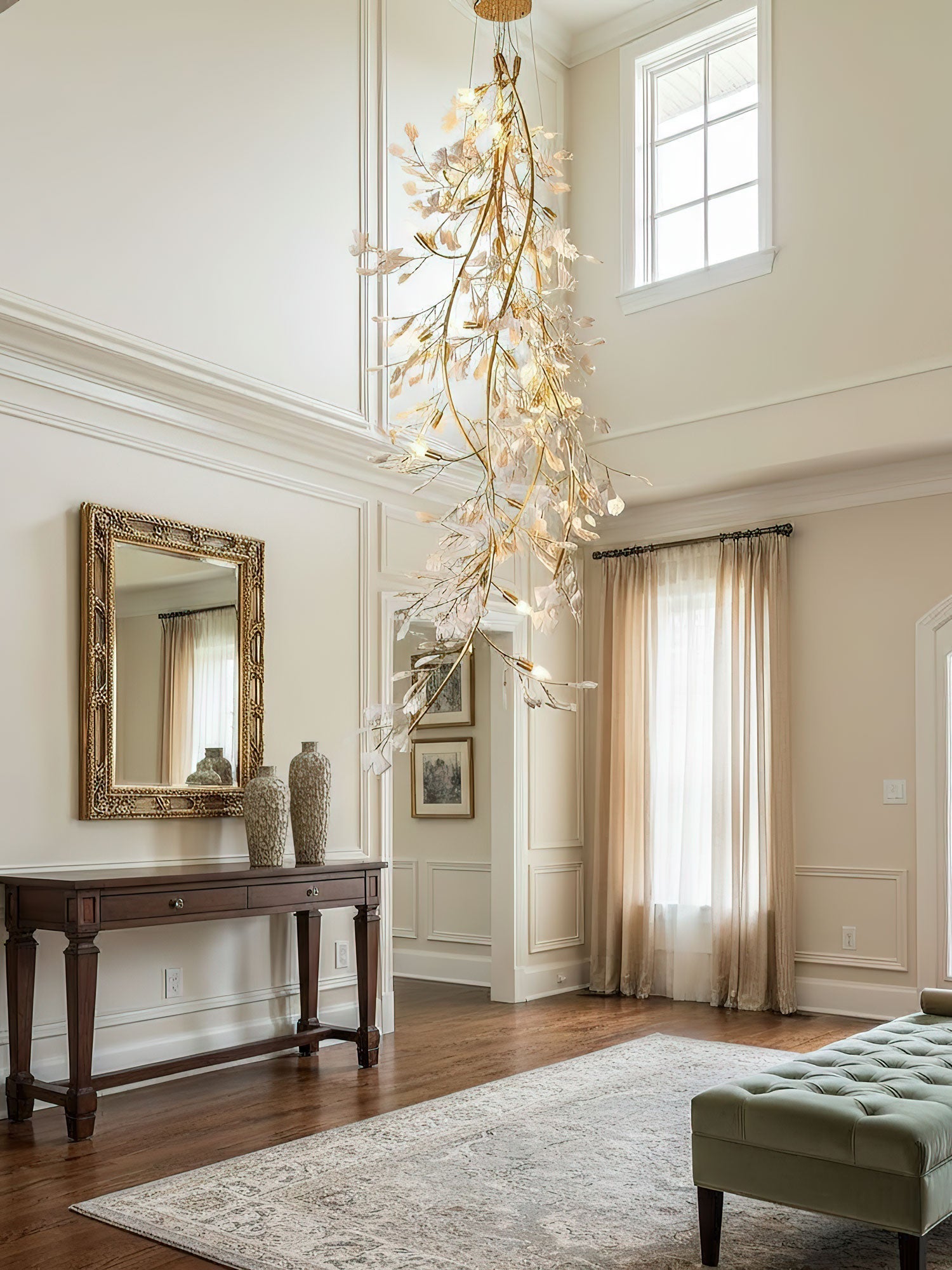 gingko-long-branch-chandelier-anzaz-White Lampbody + White Leaves-6
