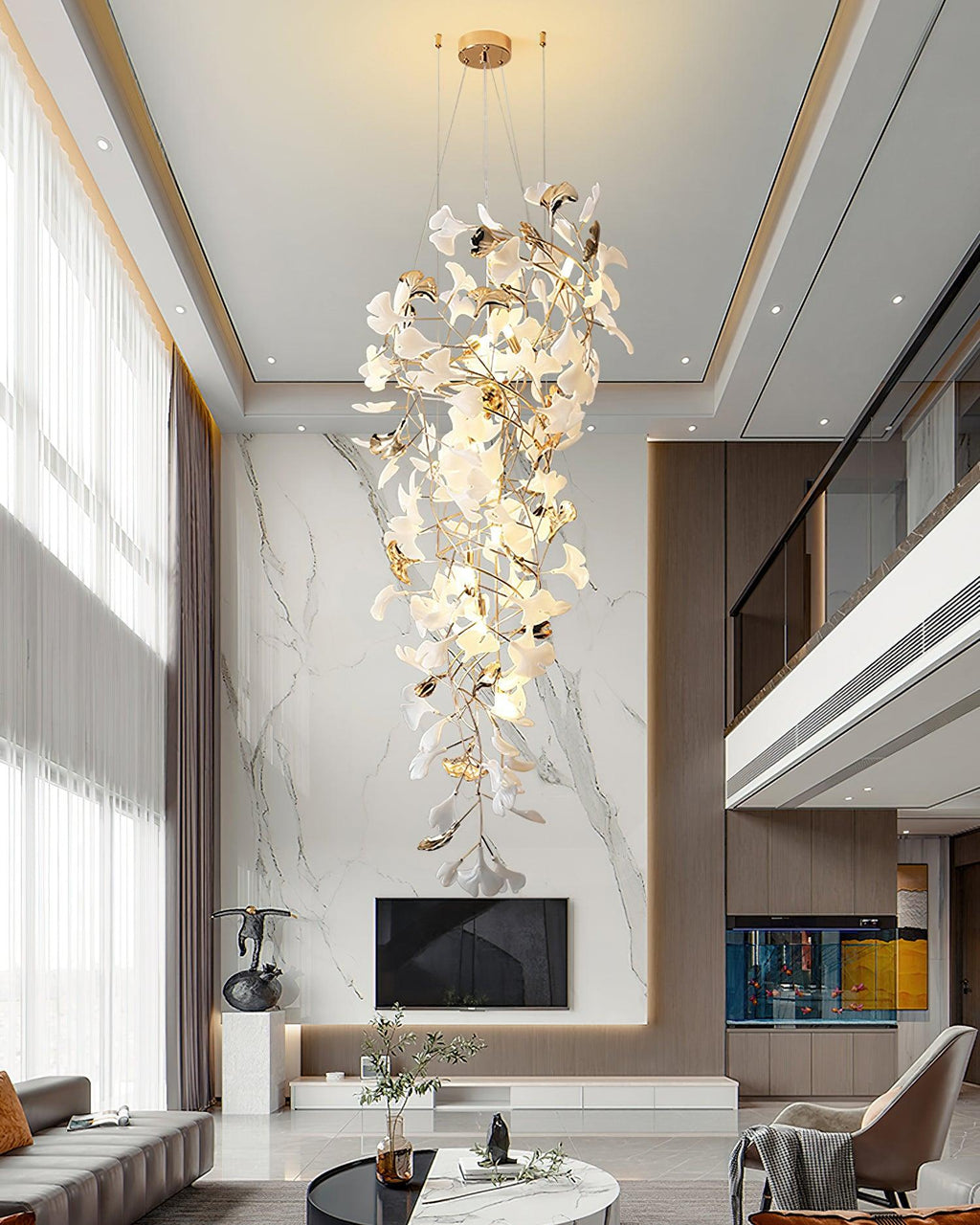 gingko-ojo-chandelier-anzaz-Gold & White-5