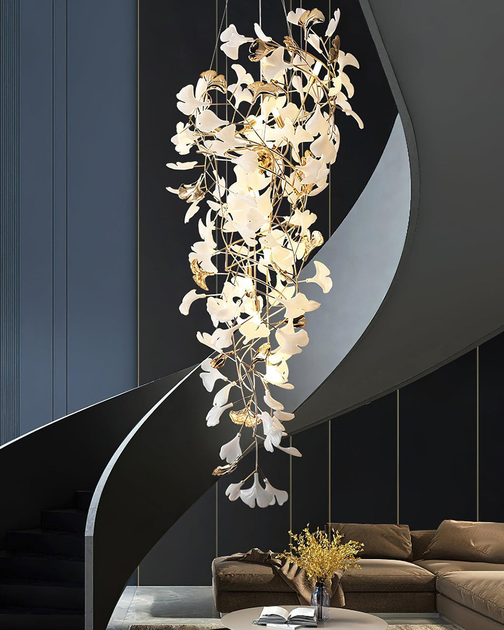 gingko-ojo-chandelier-anzaz-Nickel & White-6