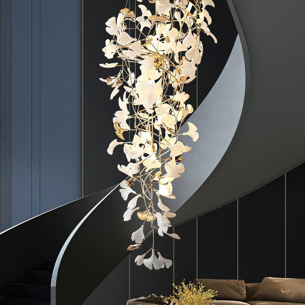 gingko-ojo-chandelier-anzaz-Gold & White-3