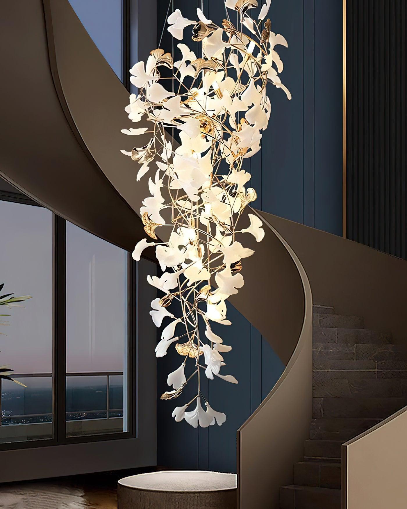 gingko-ojo-chandelier-anzaz-Gold & White-7