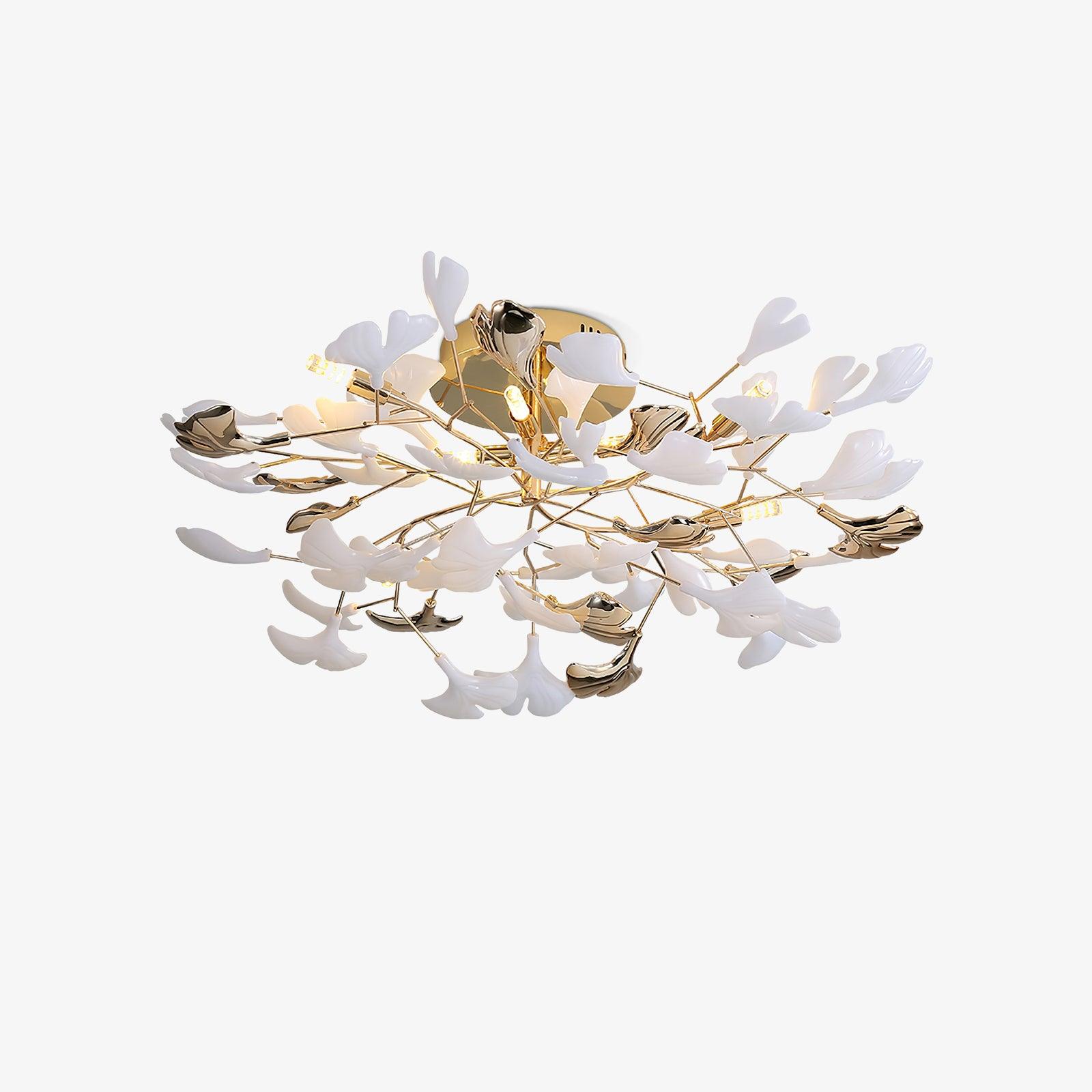 gingko-rotating-ceiling-lamp-anzaz-Gold lampbody & White and Gold leaves-1