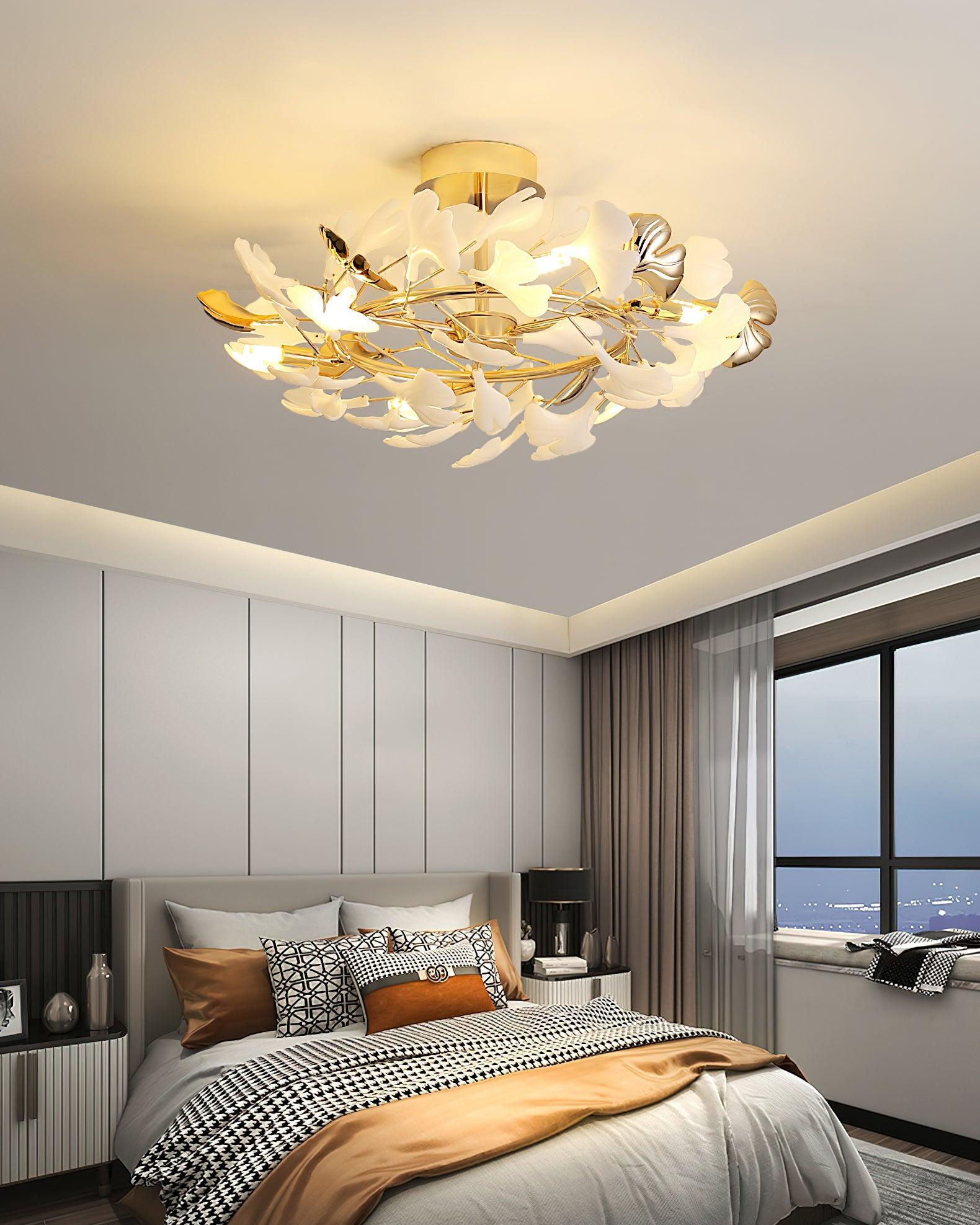gingko-rotating-ceiling-lamp-anzaz-Gold lampbody & White and Gold leaves-13