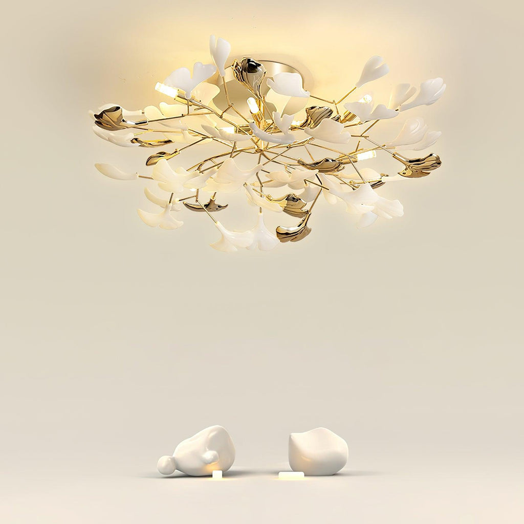 gingko-rotating-ceiling-lamp-anzaz-Nickel lampbody & White and Silver leaves-9