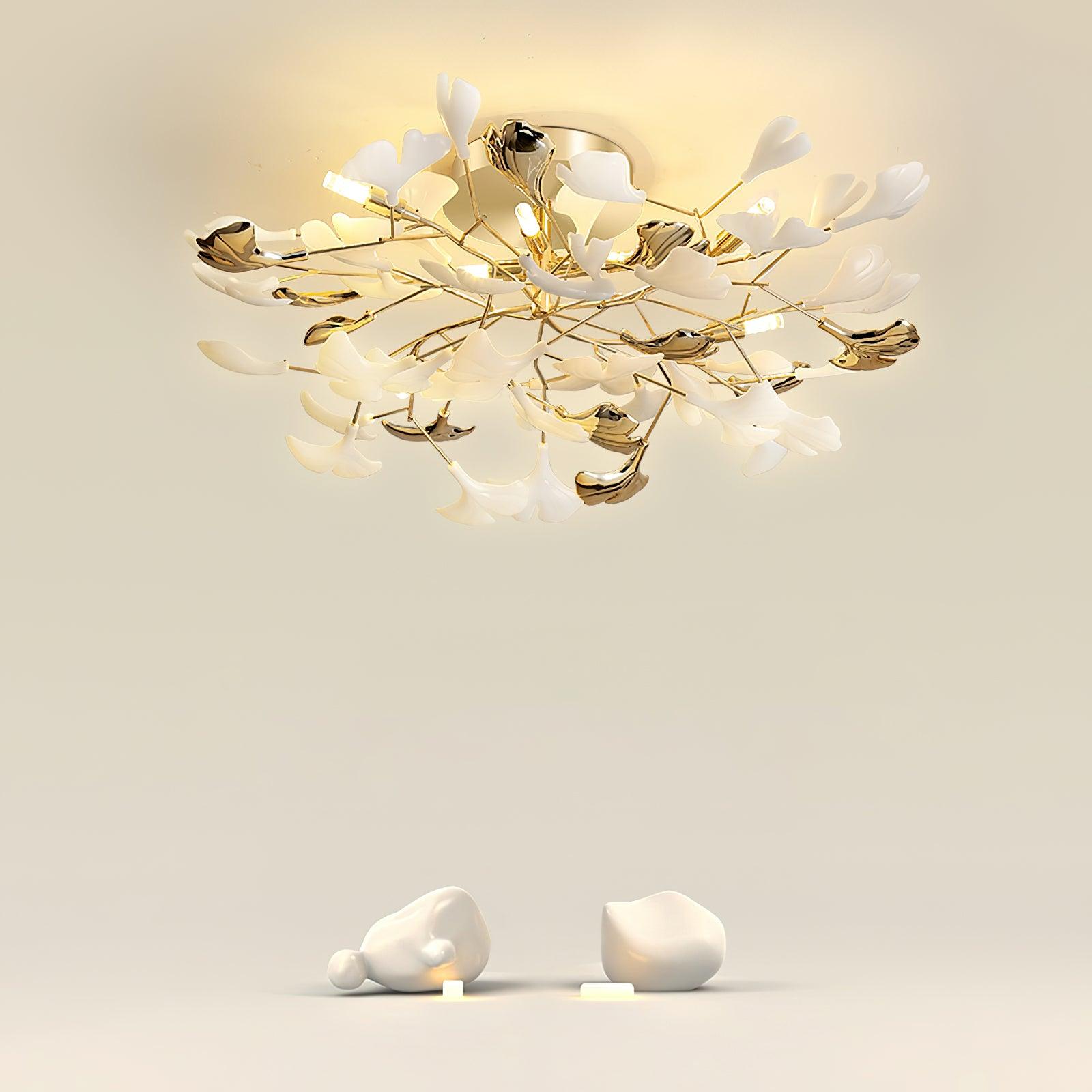 gingko-rotating-ceiling-lamp-anzaz-Nickel lampbody & White and Silver leaves-9