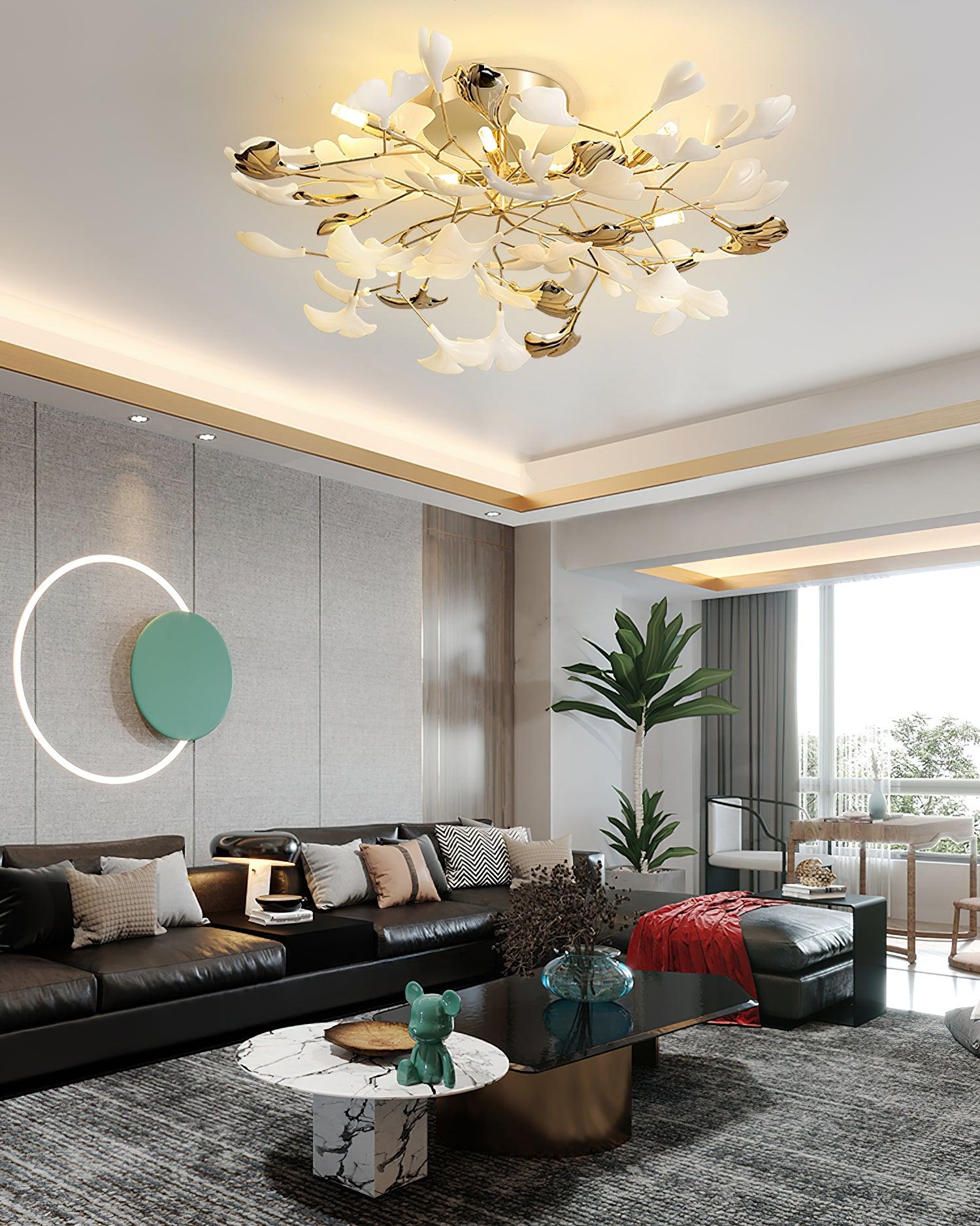 gingko-rotating-ceiling-lamp-anzaz-Nickel lampbody & White and Silver leaves-15