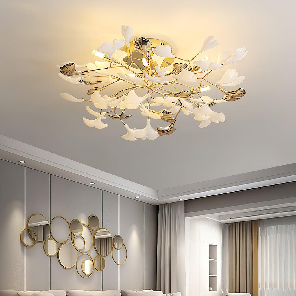gingko-rotating-ceiling-lamp-anzaz-Gold lampbody & White and Gold leaves-10