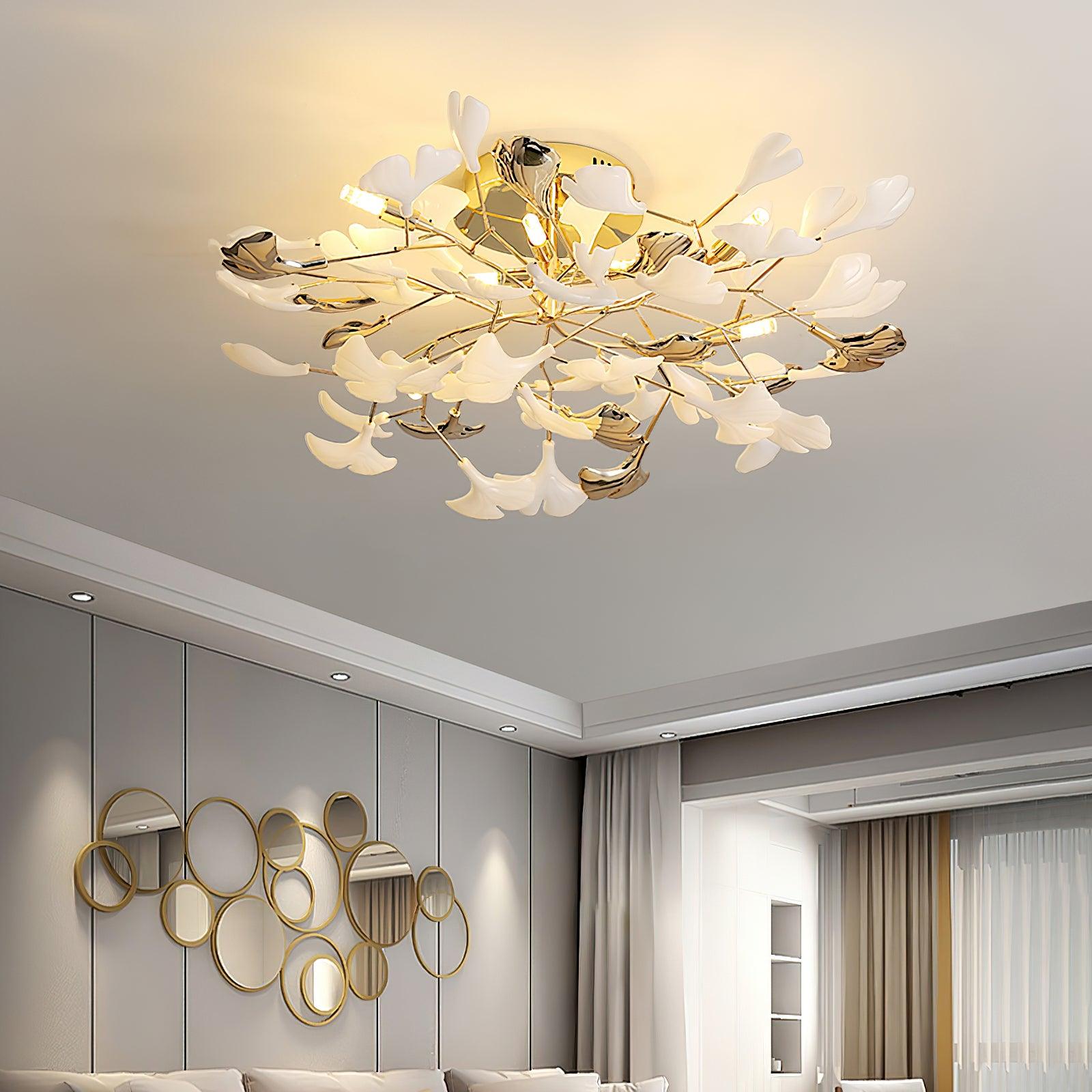 gingko-rotating-ceiling-lamp-anzaz-Gold lampbody & White and Gold leaves-10