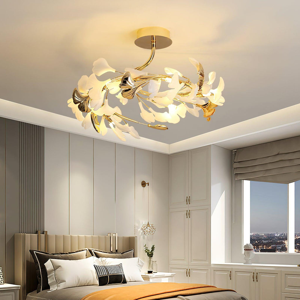 gingko-rotating-ceiling-lamp-anzaz-Nickel lampbody & White and Silver leaves-12