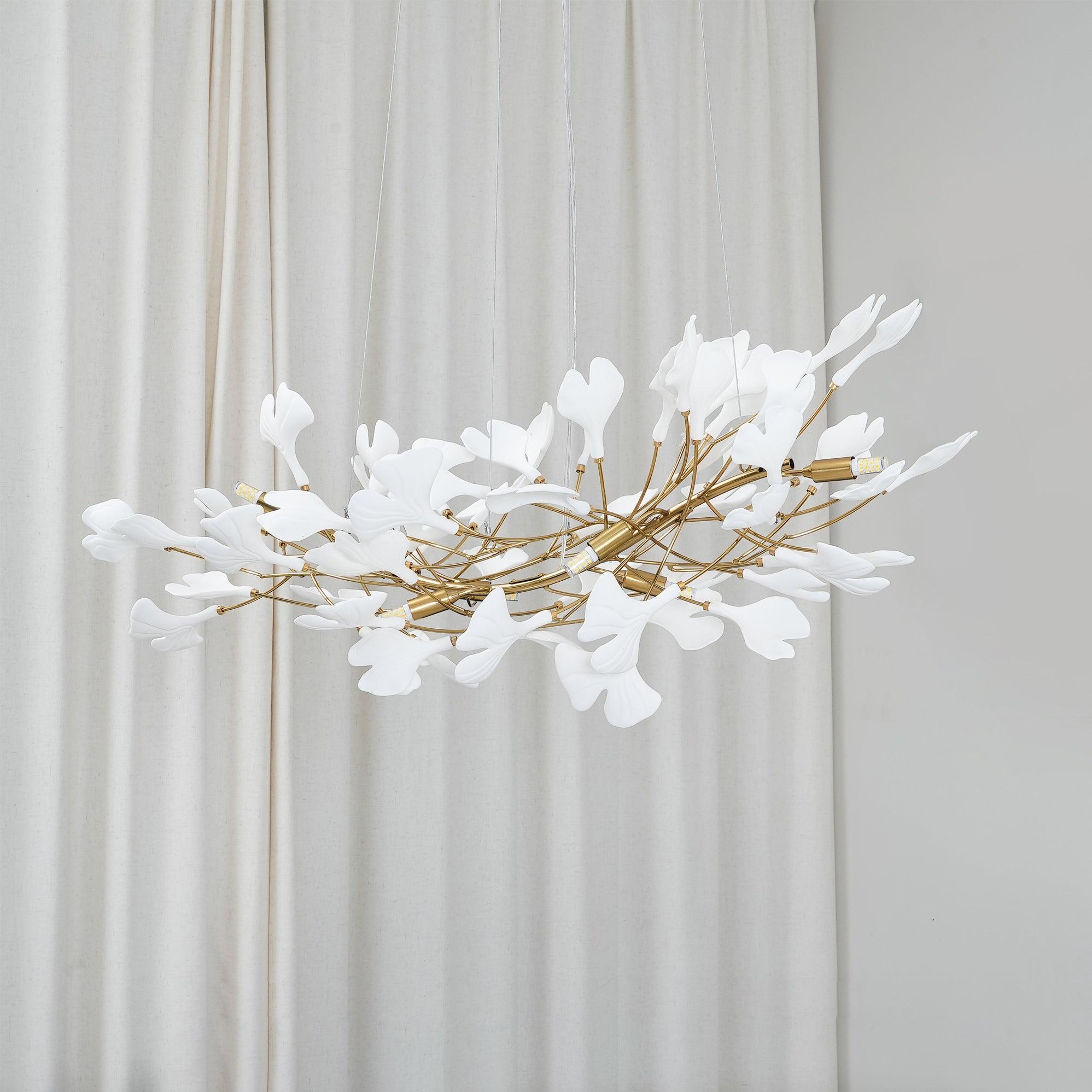 gingko-chandeliers-b-anzaz-Nickel Lampbody + White Leaves-22
