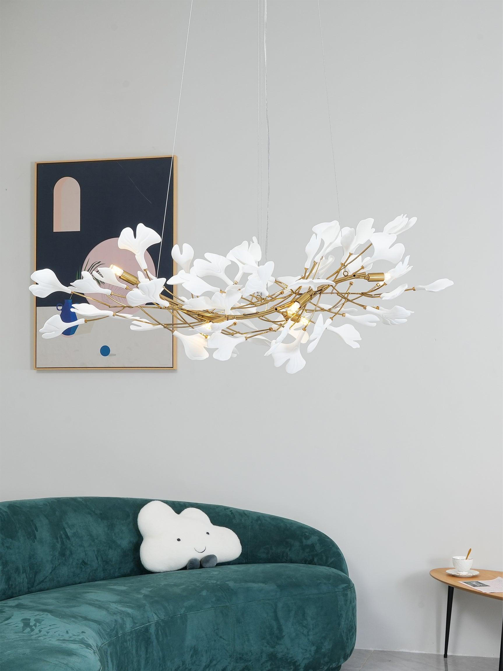 gingko-chandeliers-b-anzaz-Gold Lampbody + White Leaves-21